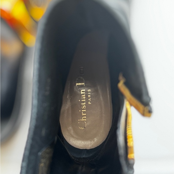 Dior Black Leather Footwear with Gold Details - Picture 6 of 12